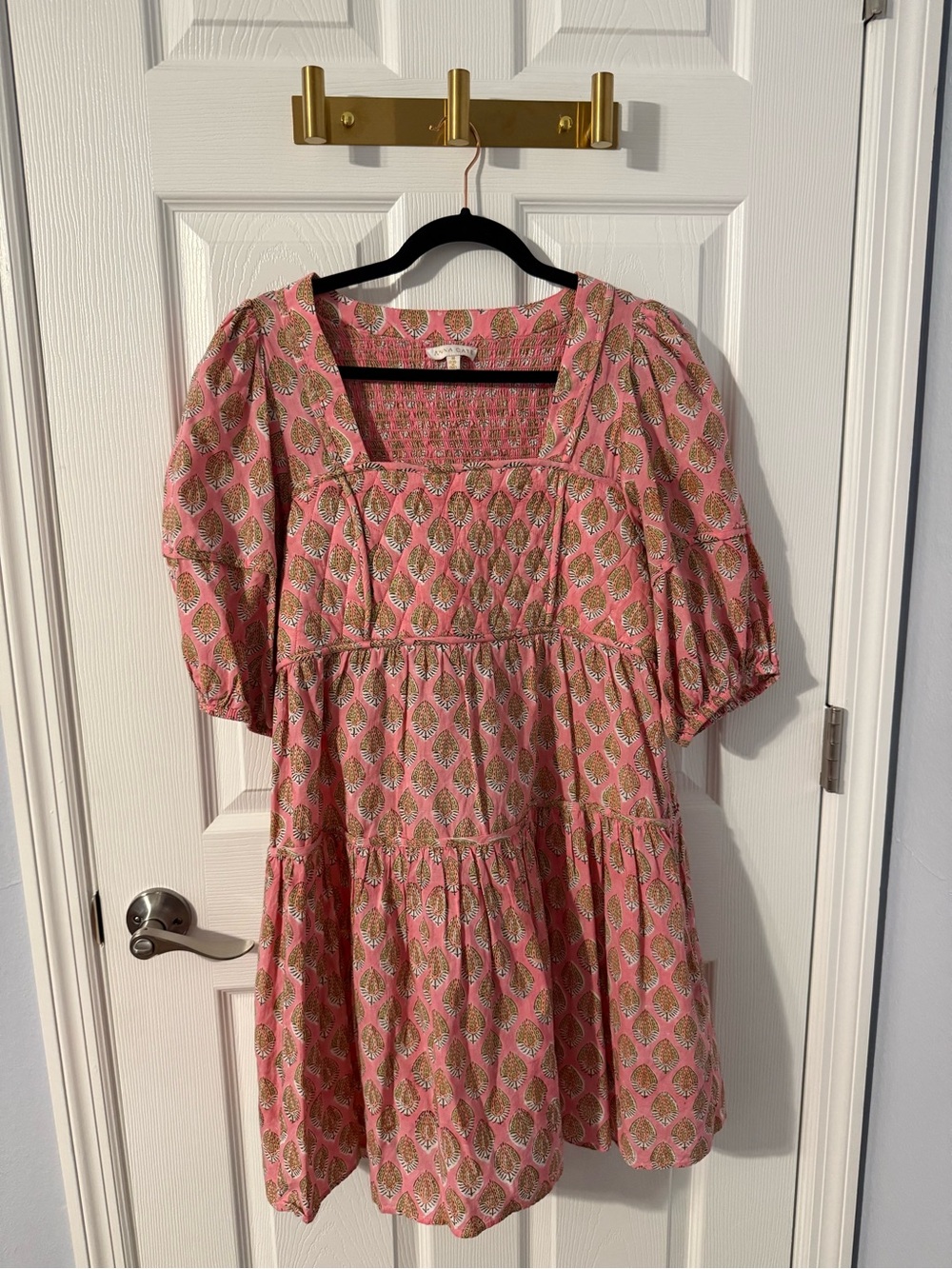 Anna Cate Pink Patterned Puff Sleeve Babydoll Dress